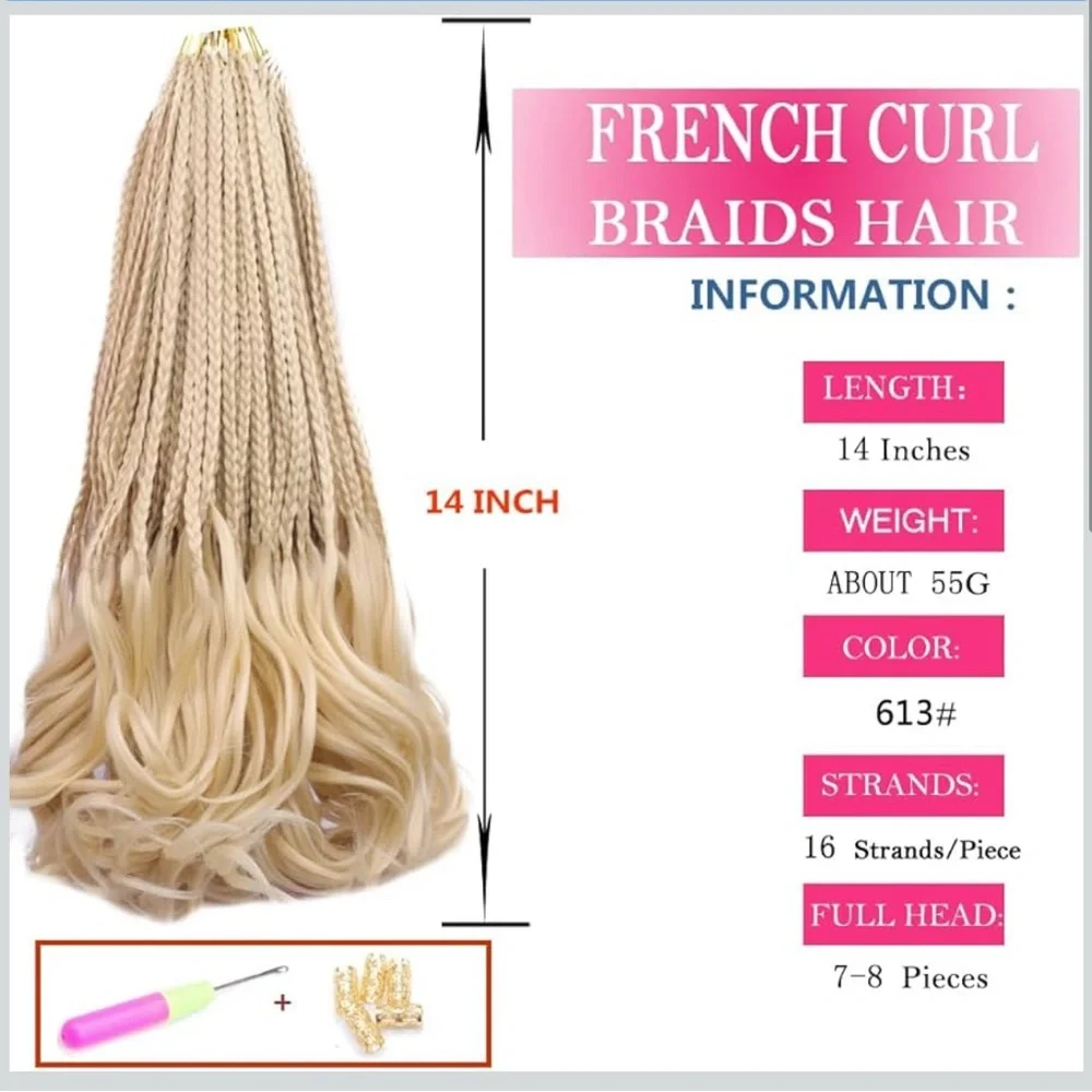 French Curl Goddess Crochet Box Pre Looped Braids / Extensions / Curly Ends #613